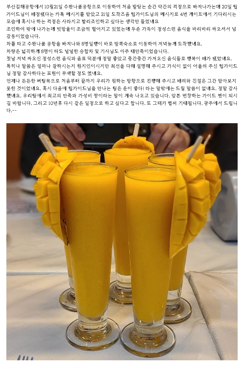 [방콕] 방콕 및 파타야 4박6일 일정 팁가이드님! 만나 행복했습니다.